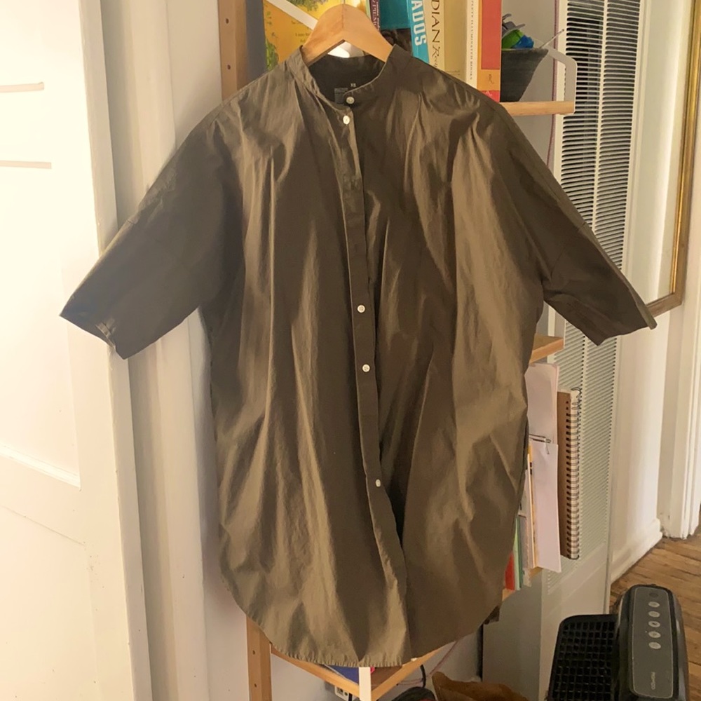 Muji stand collar half sleeved shirt dress